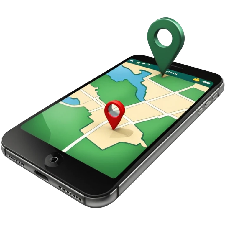 dark green geotag pointing to map on dark green iphone display emoji