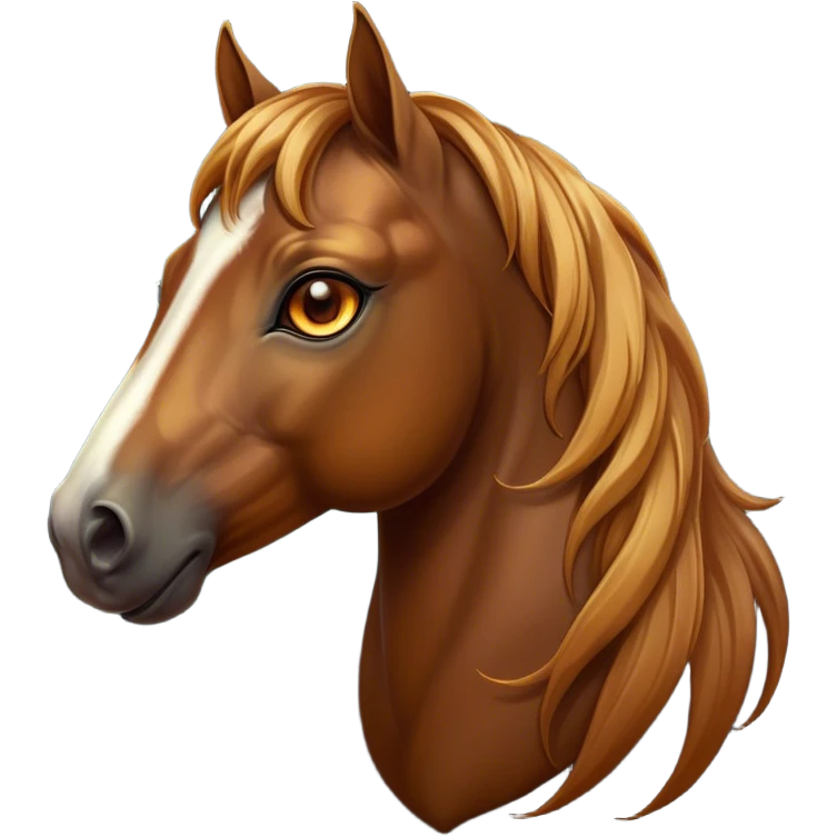 Cinematic Elegant Bay Horse Portrait Emoji, Head held high with a serene, majestic gaze, showcasing a magnificent bay fur with a rich, lustrous sheen, a flowing mane and tail, and radiant amber eyes that exude beauty and grace, Simplified yet majestically refined features, highly detailed, glowing with a soft, ethereal light, high shine, poised and breathtaking, stylized with an air of pure elegance, capturing the essence of a stunning and graceful steed, so beautiful it feels like it could gallop out of the screen with effortless charm! emoji