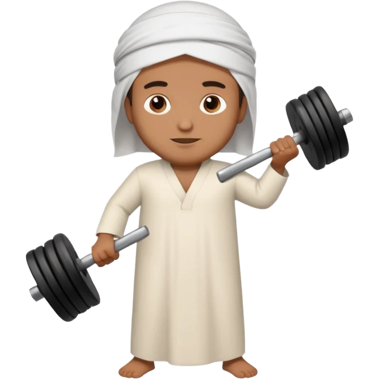 brown muslim man pushing weight wearing thobe  emoji