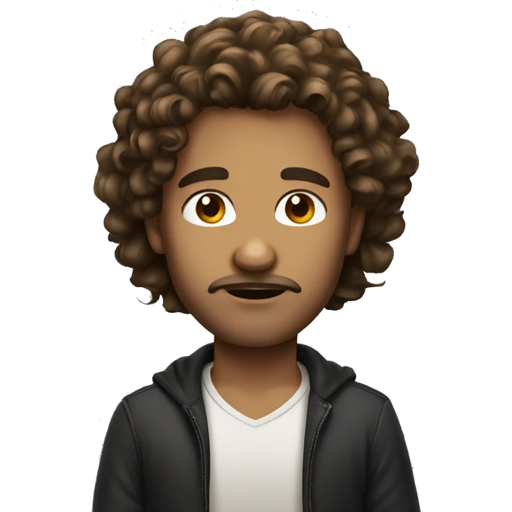 arrogant looking male with long curly brown hair emoji