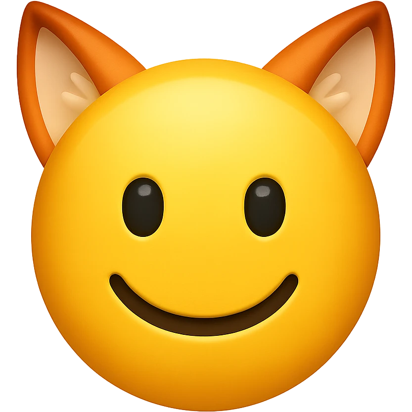 yellow face with orange fox ears emoji, digital illustration emoji