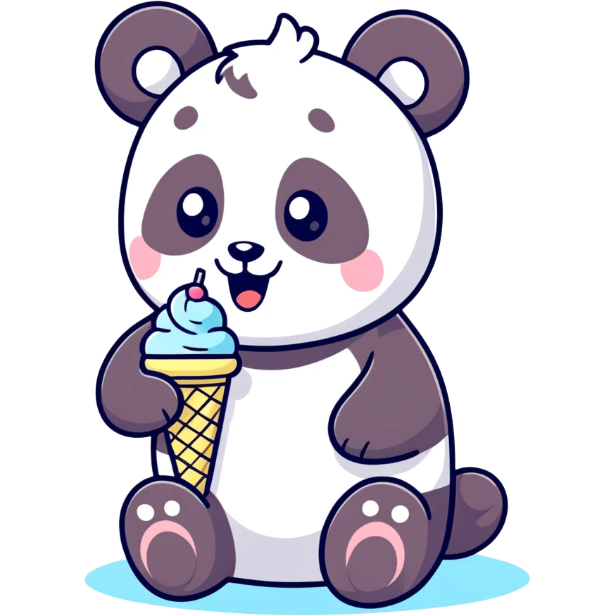 Panda eating ice cream emoji