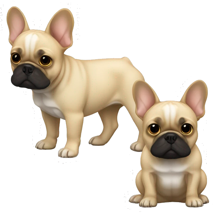 beige french bulldog with back fur over is eyes, as a line, and black snout animated emoji