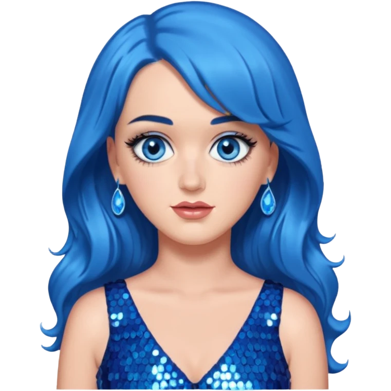 Katy Perry with blue eyes, blue long hair emoji