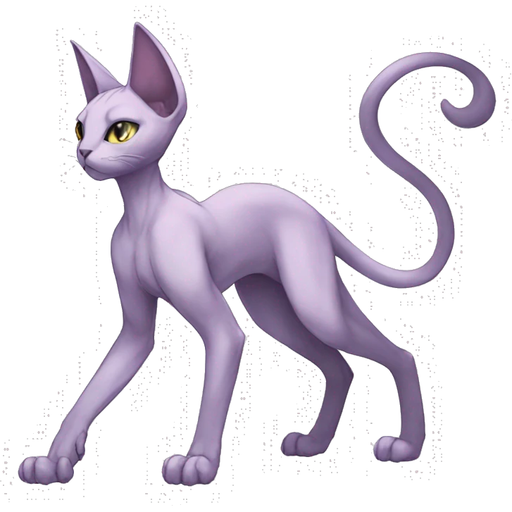 Anthro Mewtwo-Cat-Sphynx-FurSona-Fakemon Nebula Full Body emoji