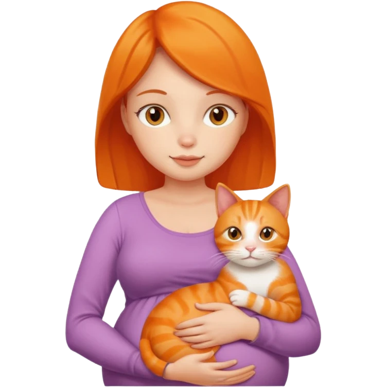 pregnant woman with orange cat emoji