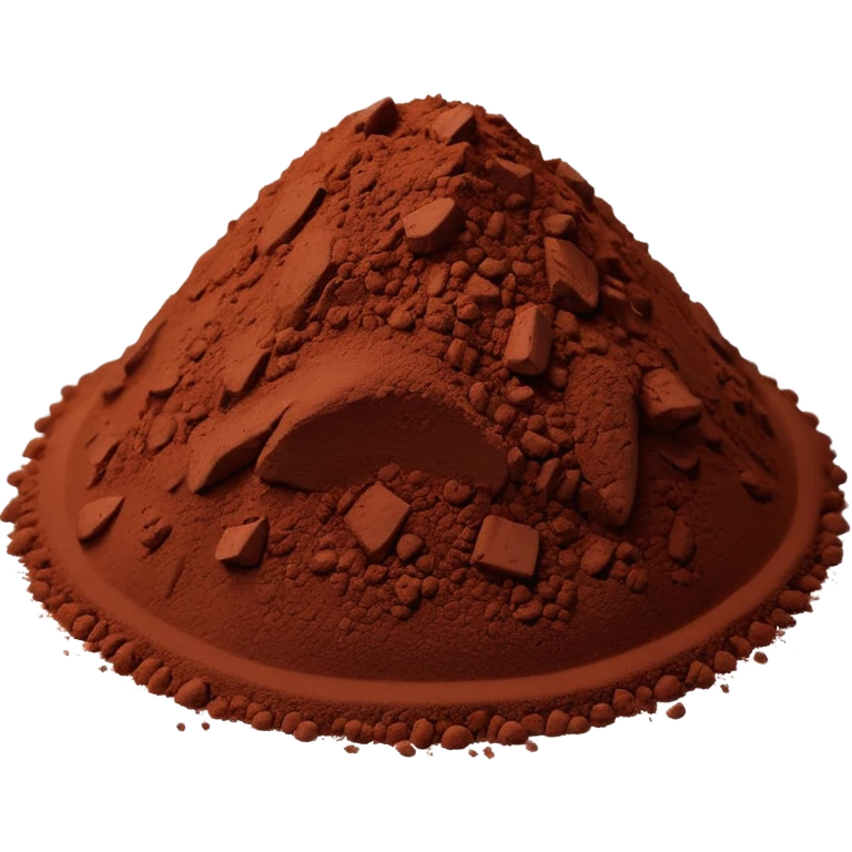 small mound of cocoa powder, fine, dark brown, matte, velvety, smooth, airy, soft contours, no extras, soft lighting, emoji scale emoji