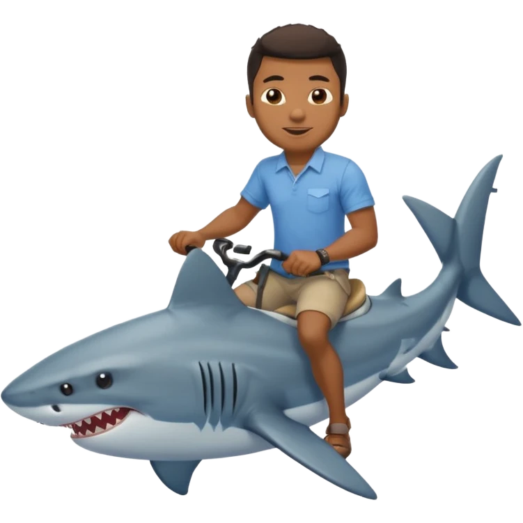 Black man wearing a shirt riding a shark emoji