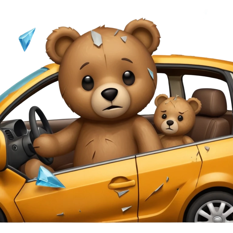 Teddy bear crashing a car emoji