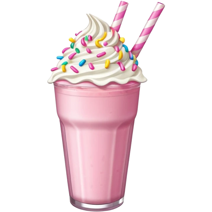 pink milkshake with whipped cream and sprinkles  emoji