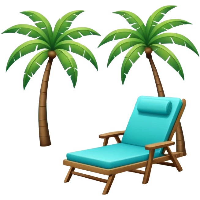 Beach paradise with palm trees and lounge chair emoji