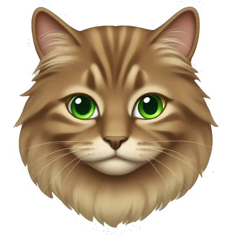 brown long-haired green-eyed cat sitting  emoji