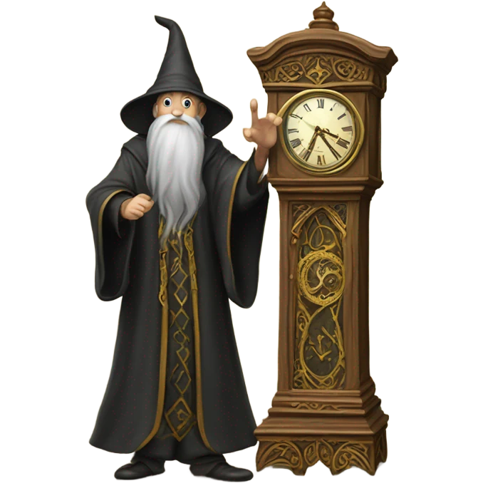 wizard stepping on a large clock emoji