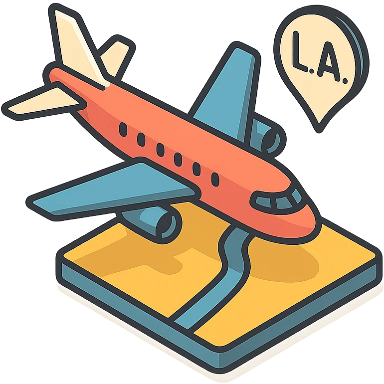 plane flying to L.A. emoji