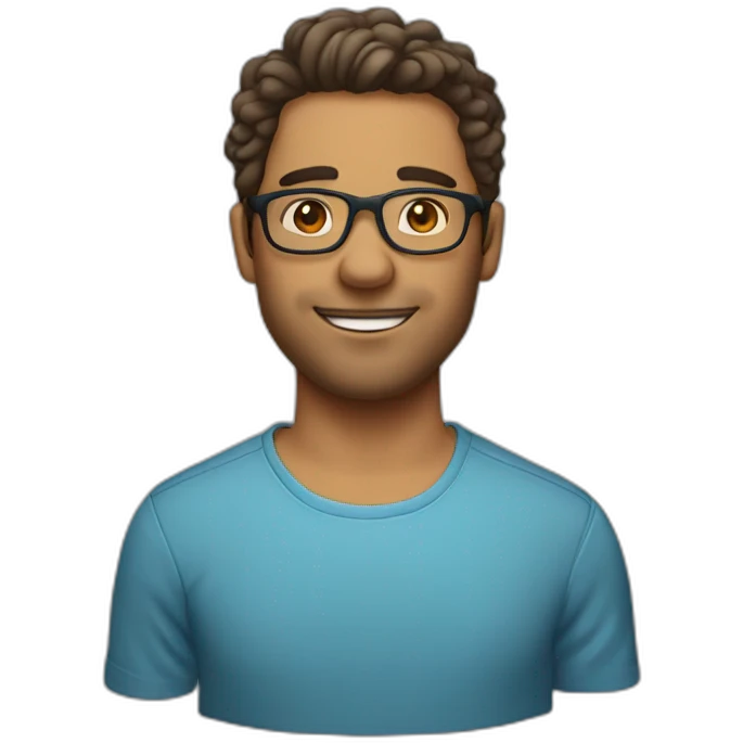 Guy with slightly wavy hair with glasses and mild stubble emoji