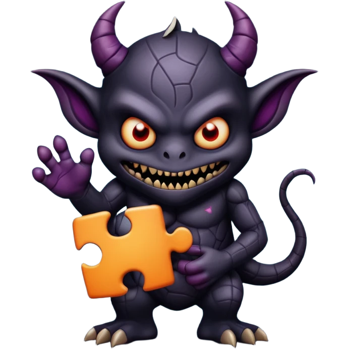 evil dark mysterious creature with puzzle emoji