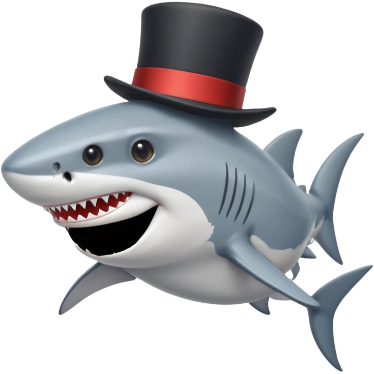 Shark with a top hat emoji