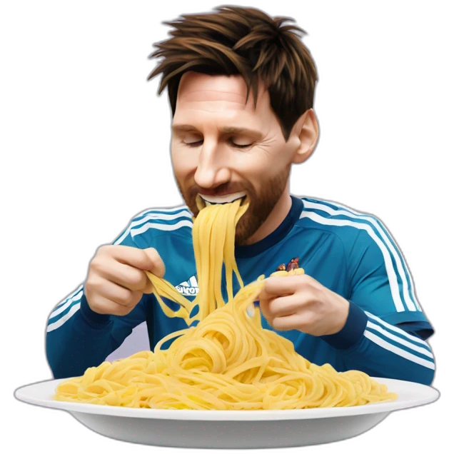 Lionel Messi comiendo pasta emoji