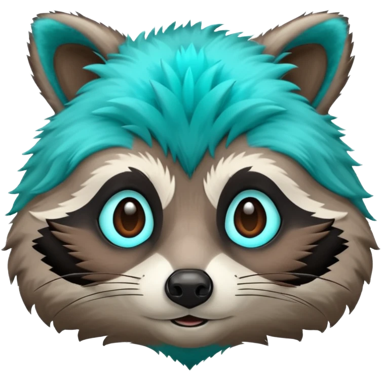 Turquoise racoon face emoji