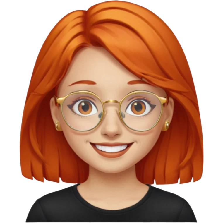 A girl with orange red hair glasses and gold nose ring emoji