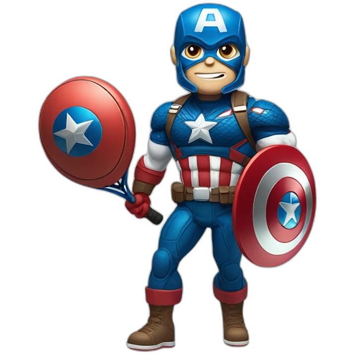 Captain America avec une raquette de tennis emoji