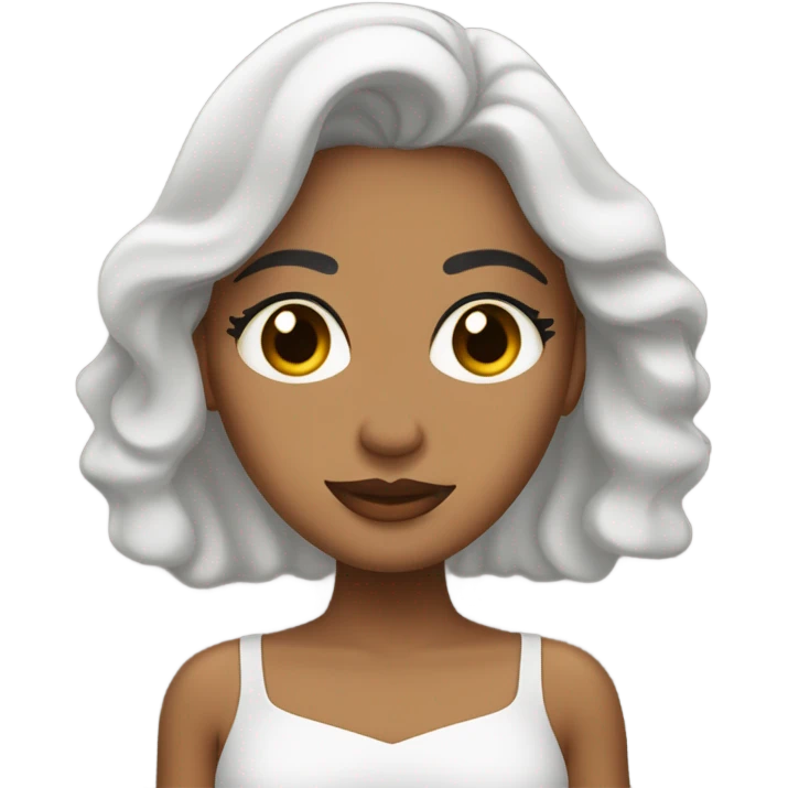 Mujer morena con cabello ondulado negro y ojos cafés  emoji