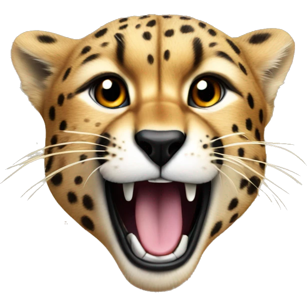 cheetah roaring with tongue out and drool emoji