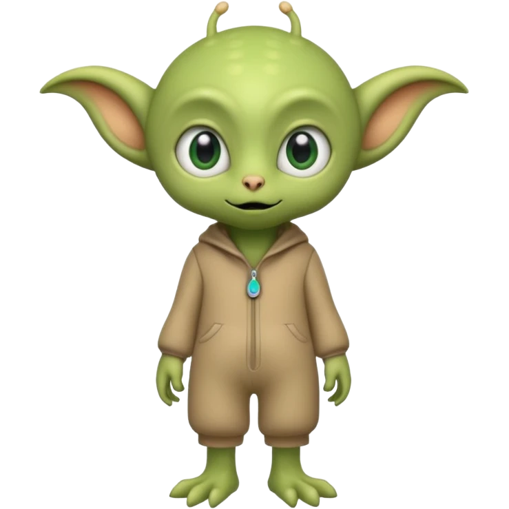 full body cute peacefull alien furry with 2 legs and eye stalks stands upright and looks intelligent ...wears clothing. not green..looks happy and cudly... doesnt have eyes on face, there is a stalk coming from top of head with a single large eye emoji