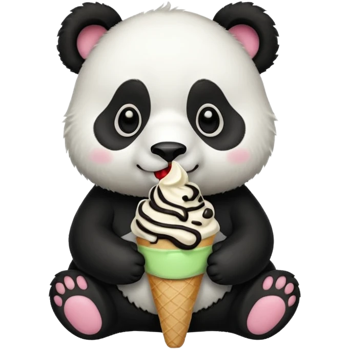 Panda eating ice cream emoji
