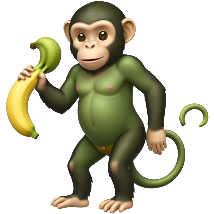 green chimpanzee with a banana body emoji