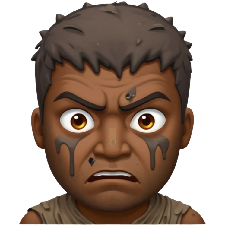 Indian man covered in dirty chunky mud angry emoji