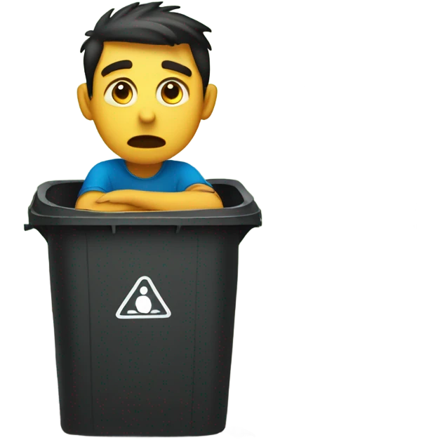 A man who was thrown into a rubbish bin emoji