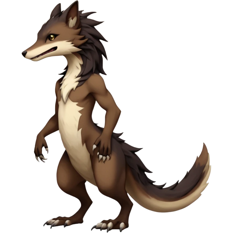 Brown and beige badass elegant wild beautiful natural cute badass epic anthro modern sergal-vernid-creature, full body, dark-brown-black-gradient pretty hair, outside, modern, anthropomorphic, aesthetic, art by LiLaiRa, art by art by Falvie emoji