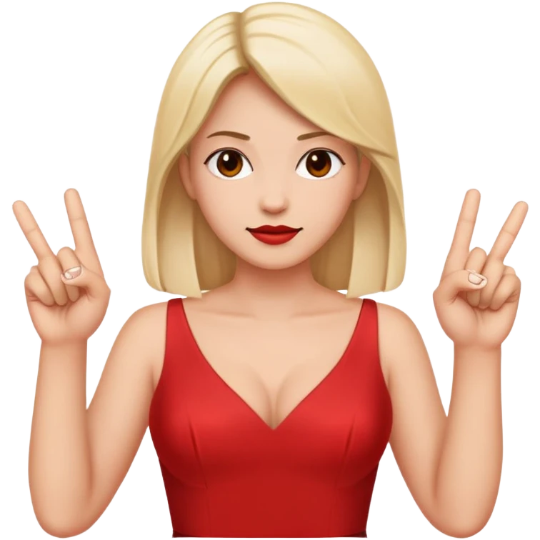 Person with red dress and double middle finger emoji