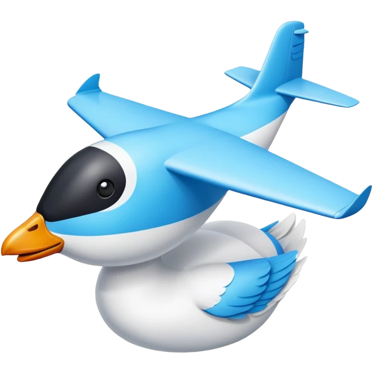 goose shaped like an airplane, airplane with goose features emoji