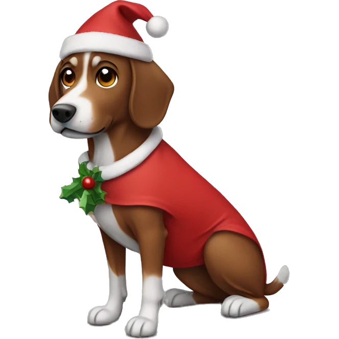Brown dog with christmas costume  emoji