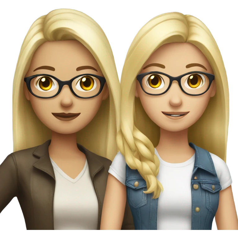 Pretty blonde girl and next to her is a brunette with glasses emoji