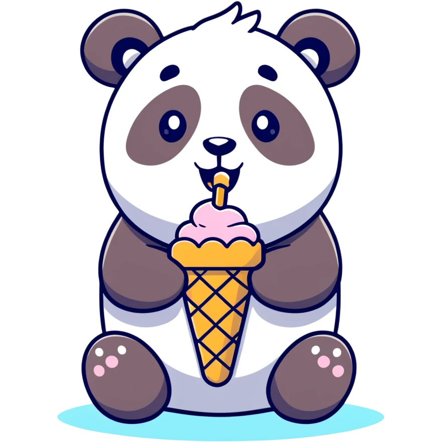 Panda eating ice cream emoji