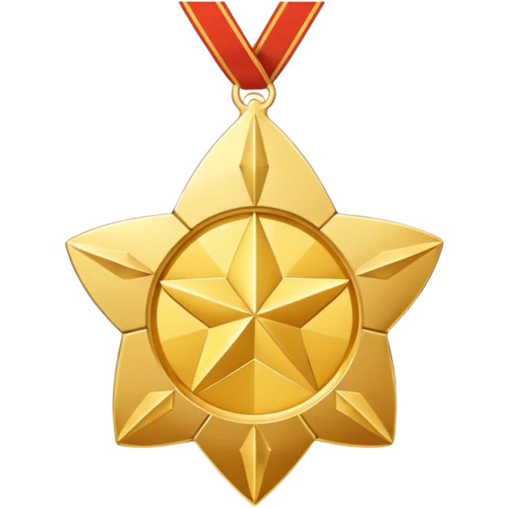 A golden medal in the shape of a SUPER HARPEN star, with a loop for attaching a ribbon or necklace emoji
