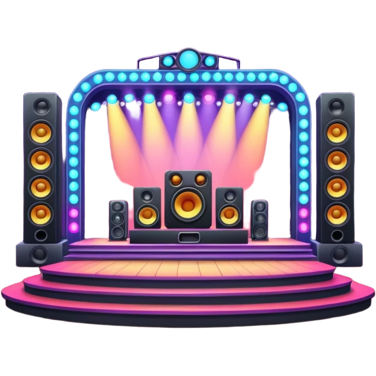 concert stage with colorful lights and speakers emoji
