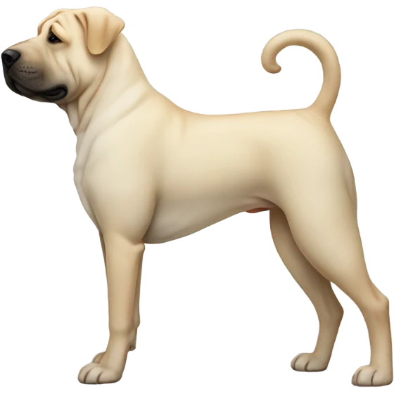 White dog full body sharpei ears and tail girl perfect side profile  emoji
