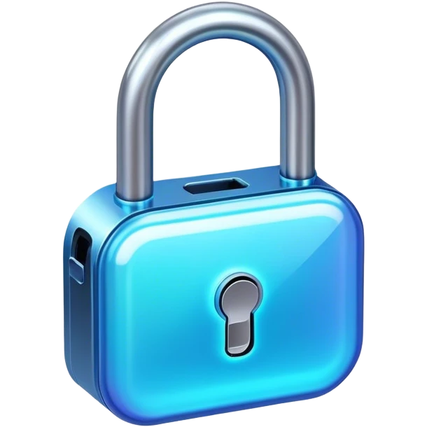 Holographic blue and neon lock emoji