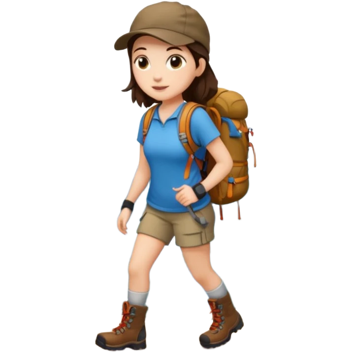 Brunette girl hiking emoji