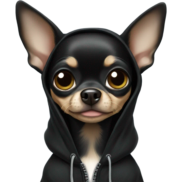 Black chihuahua in a black hoodie  emoji