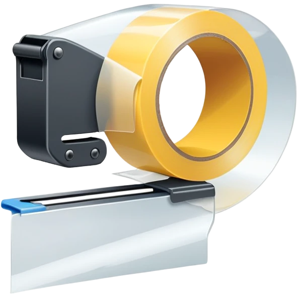 A roll of plastic clear tape with a cutter at the end  emoji