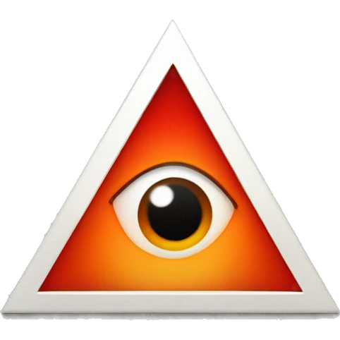 Red triangle with one orange eye in the center with slit black pupil emoji
