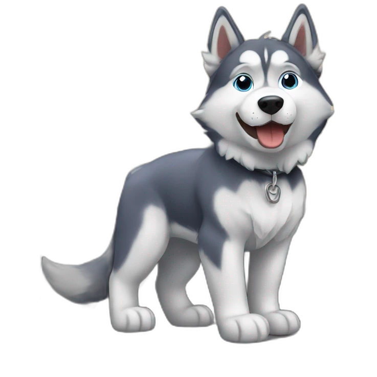 Train with husky emoji