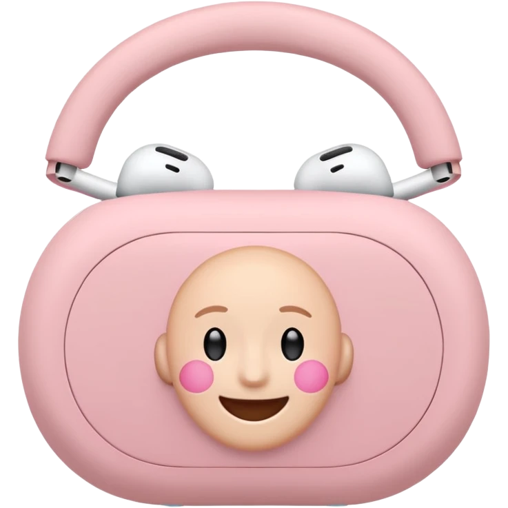 Create a pink happy circle emoji who listens to music on AirPods Max make them always this style 🥹 emoji