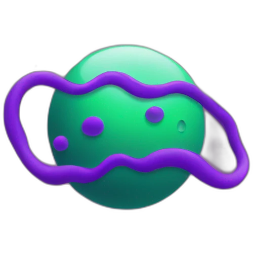 green planet with purple rings emoji