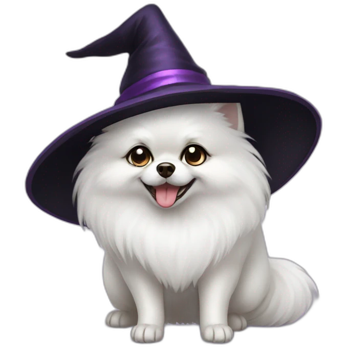 white pomeranian WITCH emoji